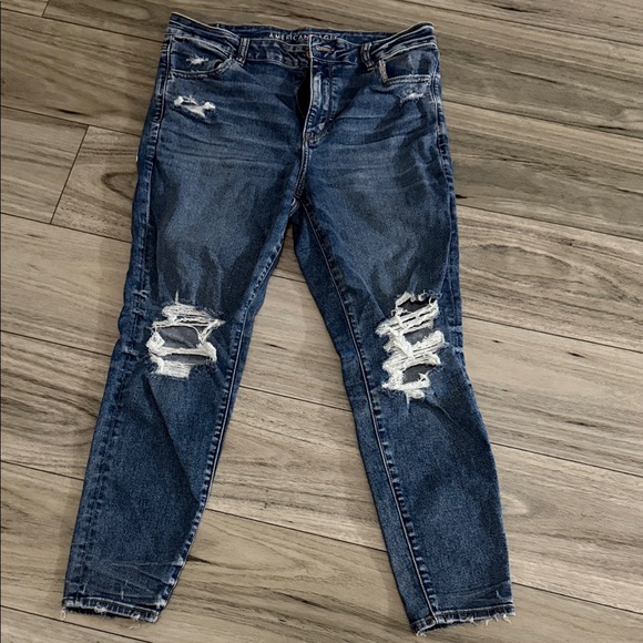 American Eagle Outfitters Ripped Dark Blue Skinny Jeans - Picture 1 of 5